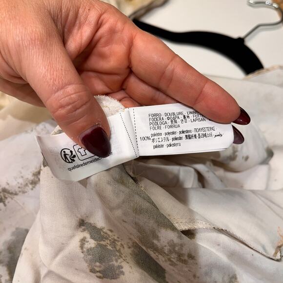 NWT Zara ZW Collection Cream Printer High Neck Gathered Maxi Dress Small - Picture 7 of 12